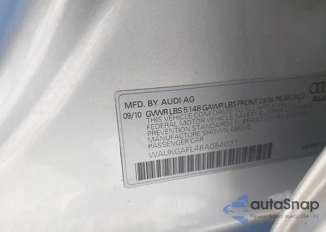 2011 Audi S4 3.0 Premium Plus из США, поврежденный, VIN WAUKGAFL4BA054021